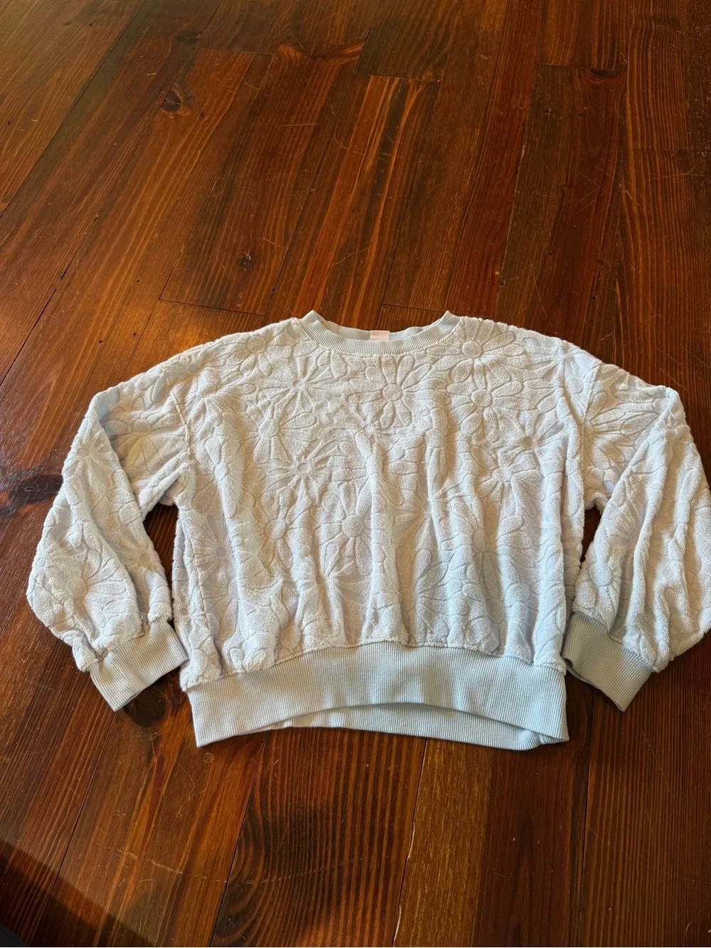 Old Navy Embossed Floral Crewneck Sweatshirt in Pale Blue